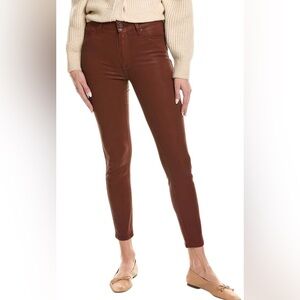 Paige Hoxton High Waist Ankle Skinny Jeans Size 23 Burgundy Dust Luxe Coating